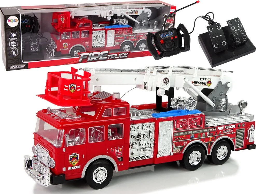 LEAN Toys Diaľkovo ovládané hasičské vozidlo – plynový pedál, brzda, diaľkové ovládanie, zvuk