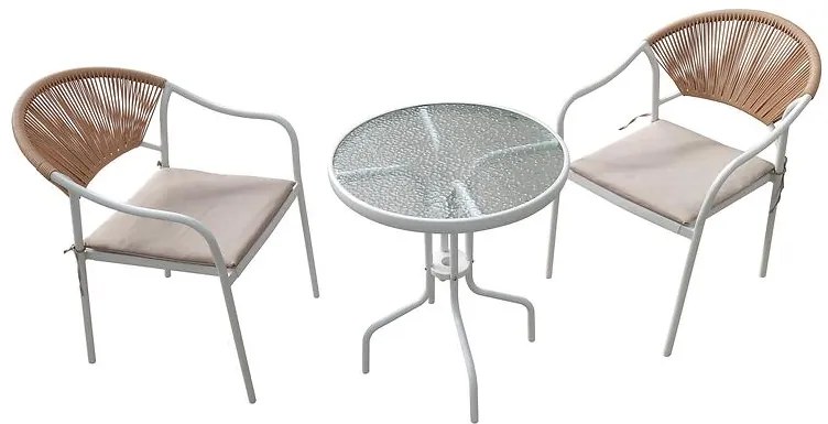 Komplet záhradného nábytku Bistro bielo-béžová