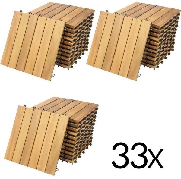 InternetovaZahrada Drevené dlaždice – sada 33ks, 30×30 cm