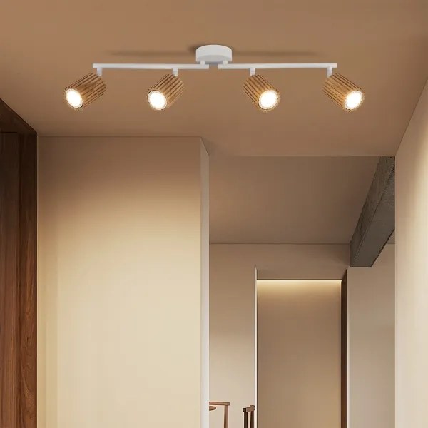 Brilagi - Bodové svietidlo MODERN WOOD 4xGU10/8W/230V drevo/biela