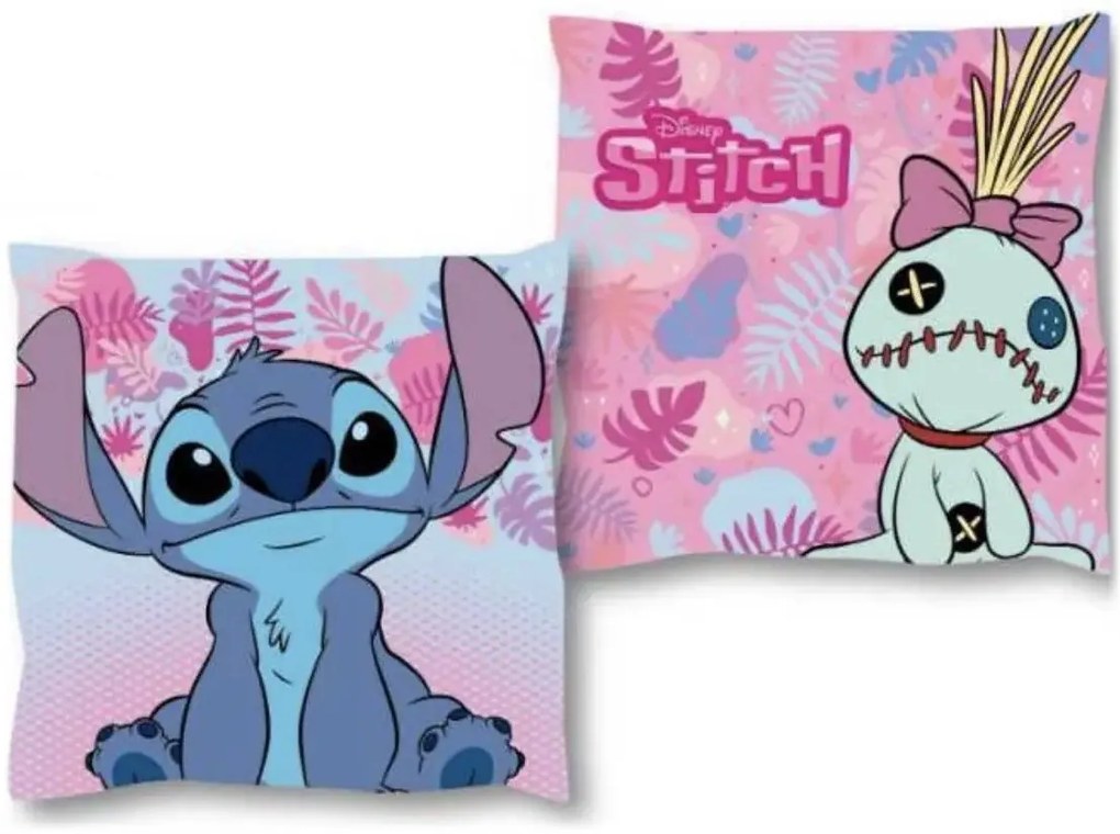 Obojstranný vankúš Lilo &amp; Stitch - motív Stitch a Scrump - 38 x 38 cm