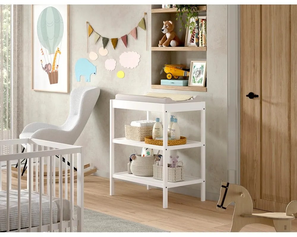 Biely prebaľovací pult z bukového dreva Dino – Vipack