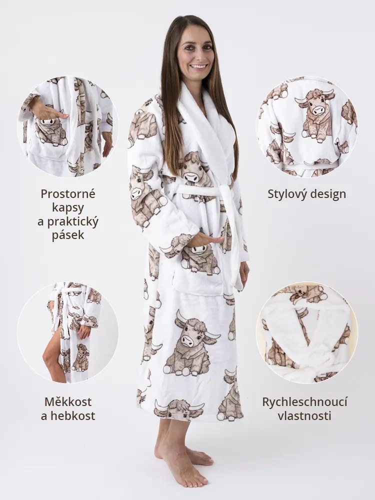 Mikroplyšový župan Ema - Róza veľkosť M