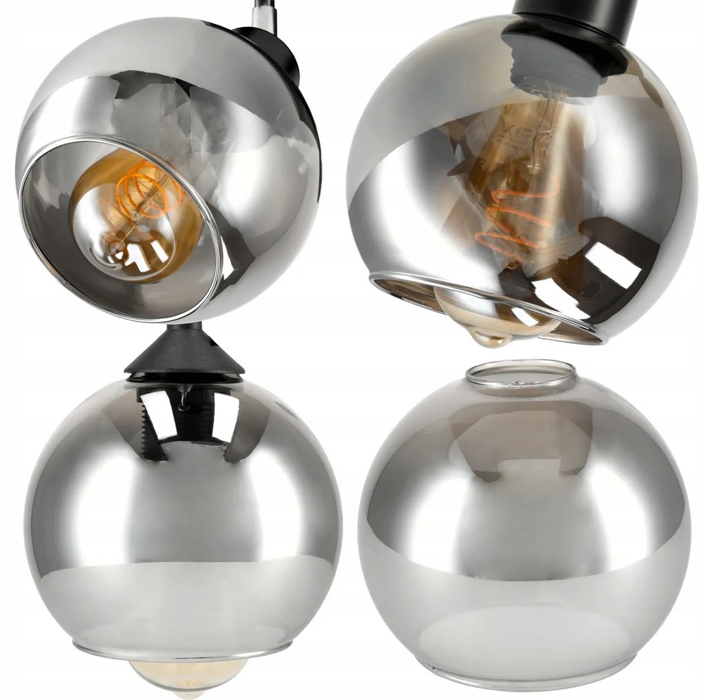 BERGE Sklenená LED nástenná lampa 1xE27 - dymová guľa