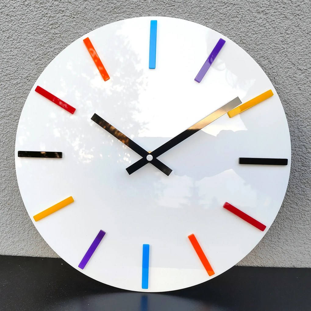 Nástenné hodiny Colorfull 32 cm biele/farebné