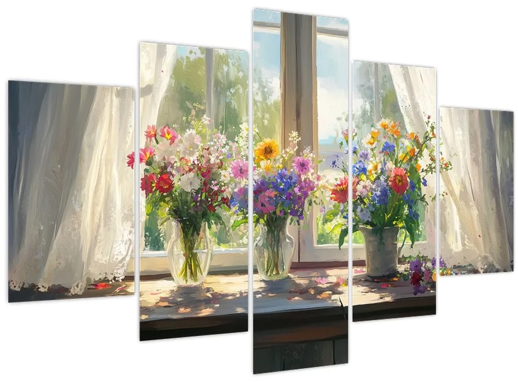 Obraz - Kytica pri okne (150x105 cm)