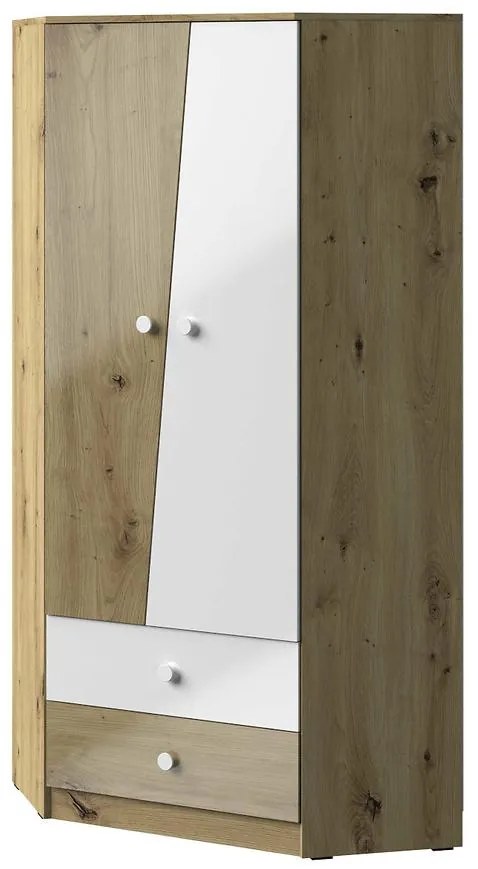 Skriňa rohová Nero 02  87 – Biely Lesk