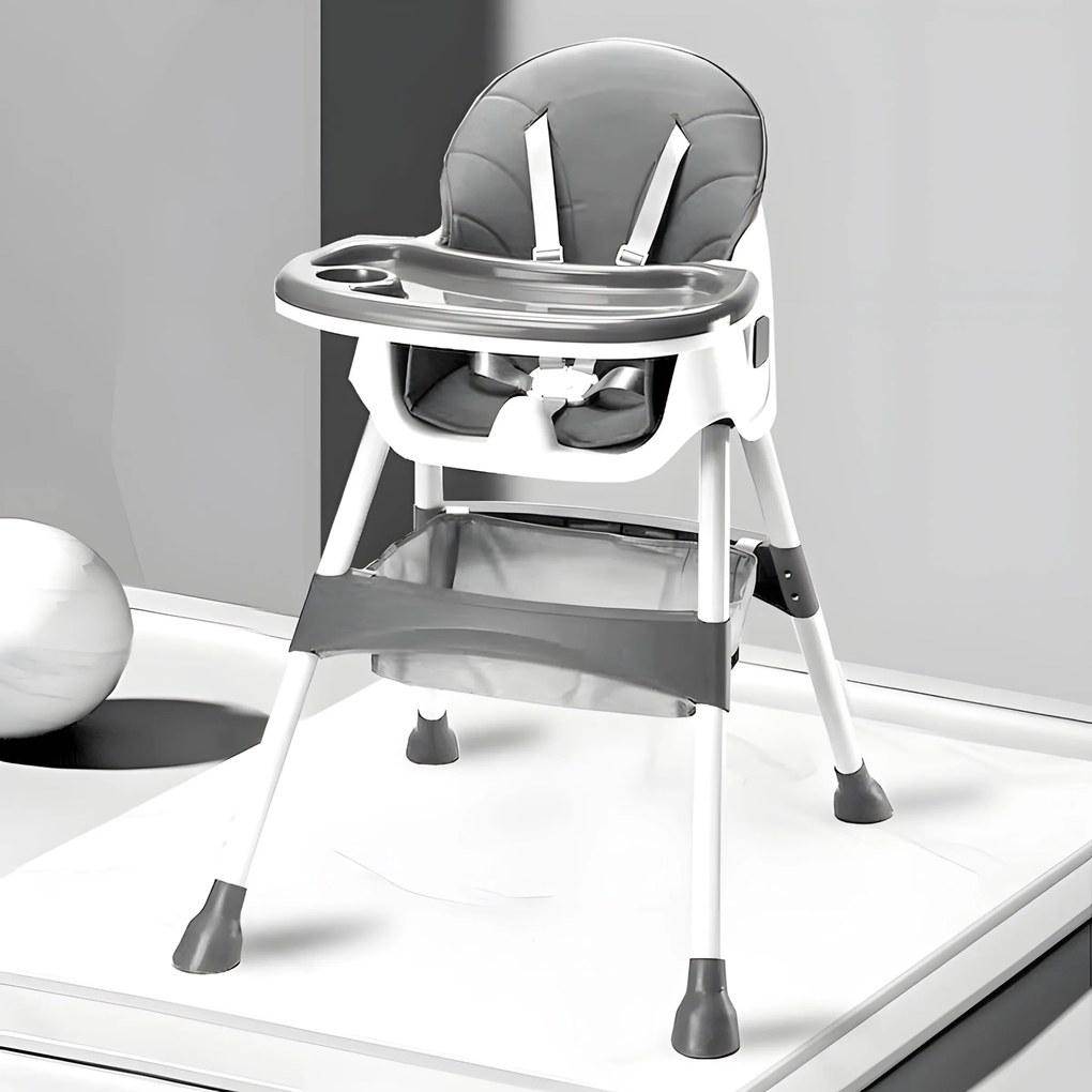 Detská jedálenská stolička BABY ECOTOYS sivá