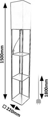 Brilagi - Stojacia lampa s policami GRADUS 1xE27/40W/230V 150 cm čierna/biela