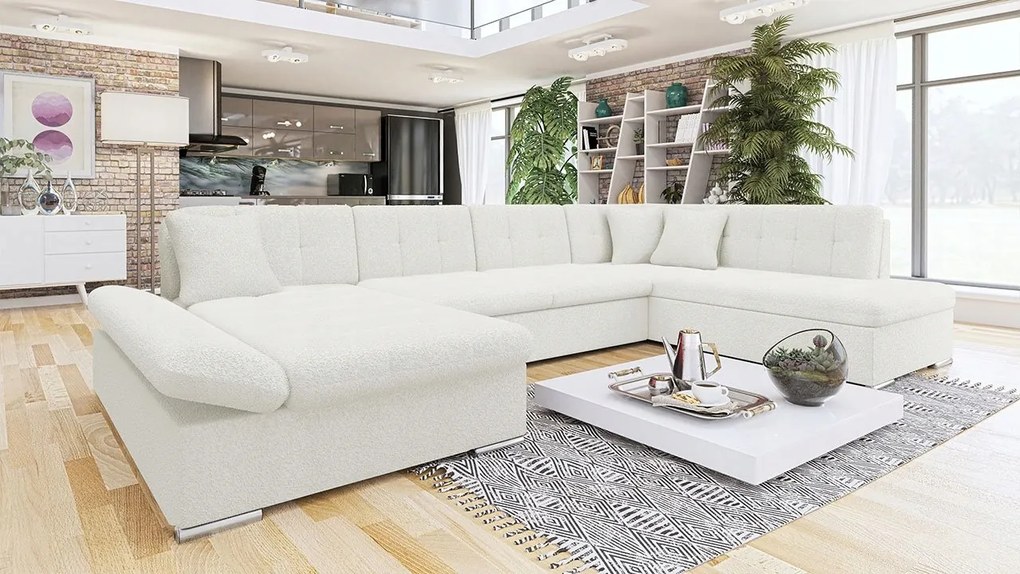 Rohová sedačka Calla (L) U (biela)