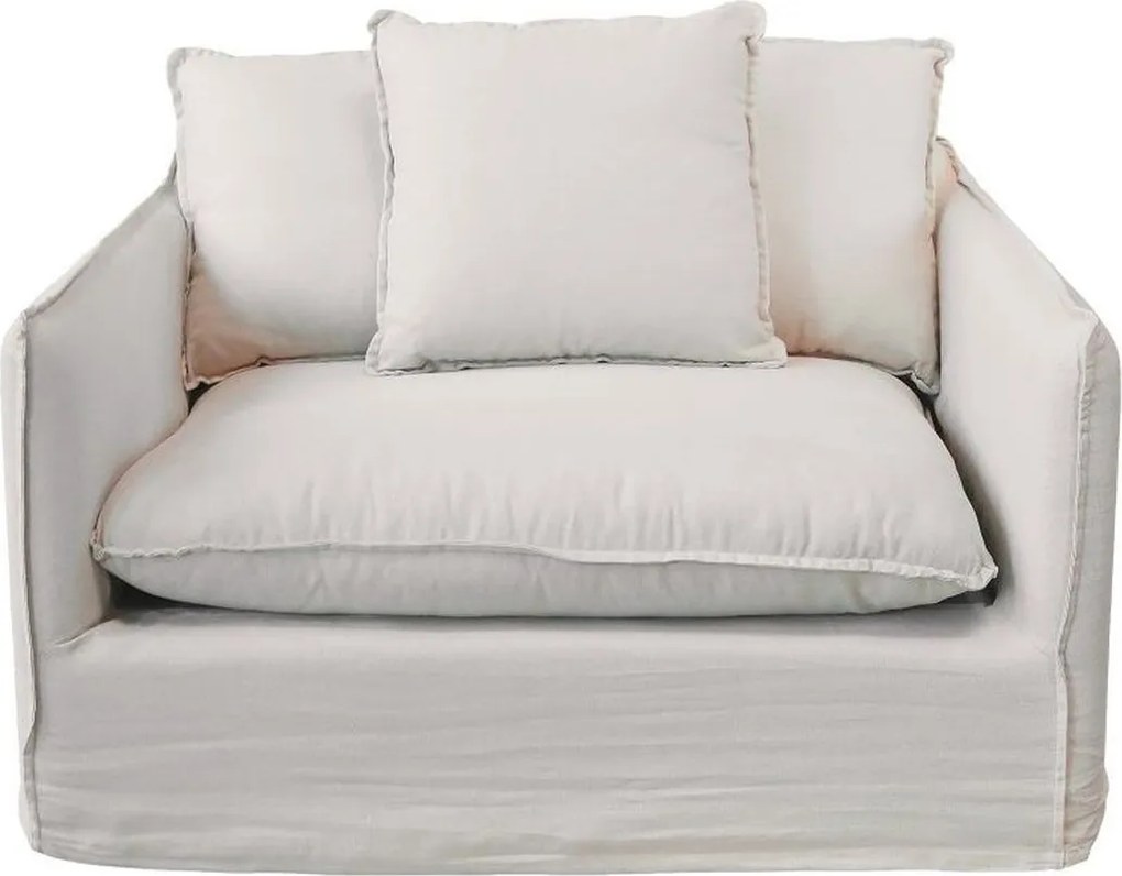 Prírodné ľanové kreslo s 3mi vankúšmi Malo - 110*95*75 cm