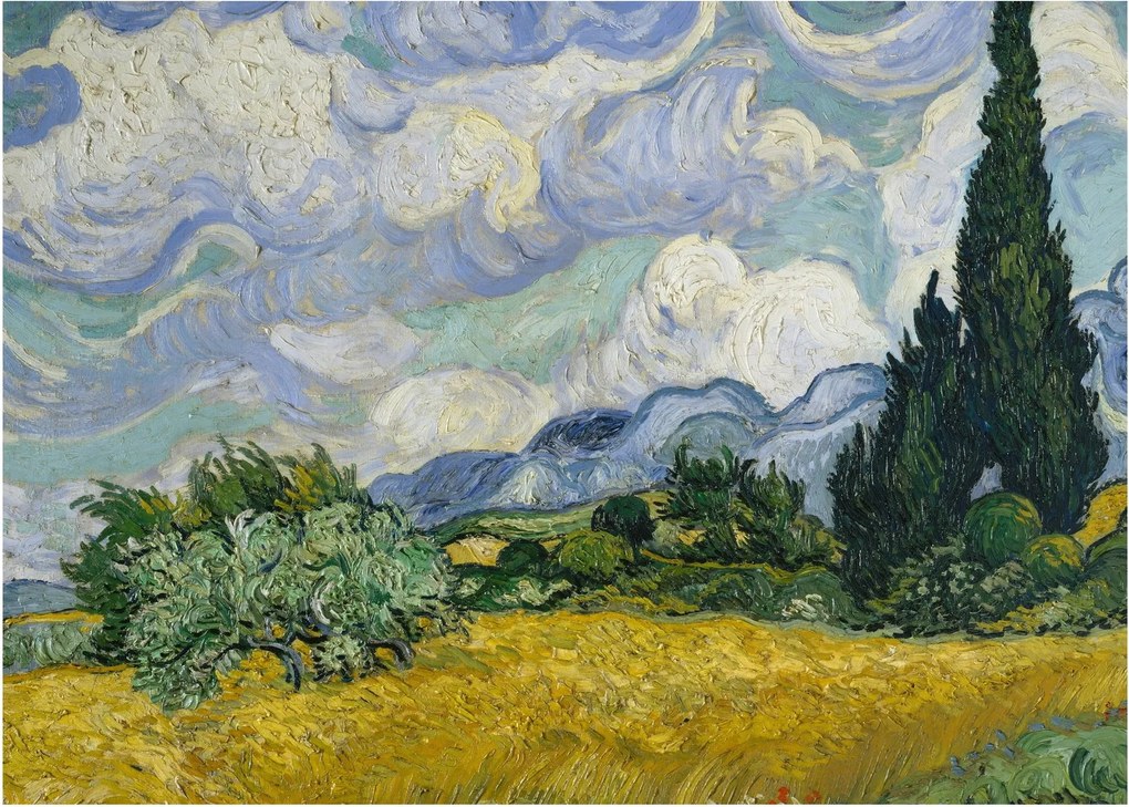 Obraz - Vincent van Gogh, Wheat Field with Cypresses, reprodukcia (70x50 cm)