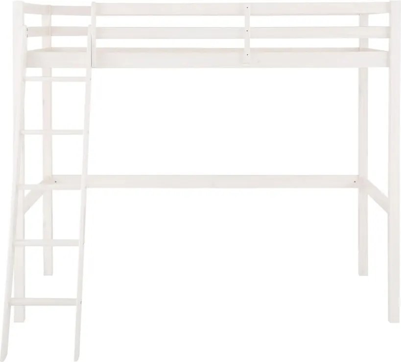 Biela vyvýšená posteľ z borovicového dreva Støraa Alpi2