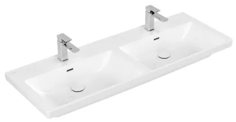 Villeroy &amp; Boch Subway 3.0 dvojumývadlo 1300 x 475 x 165 mm, alpská biela, ceramicplus, s prepadom, neleštené 4A71D5R1