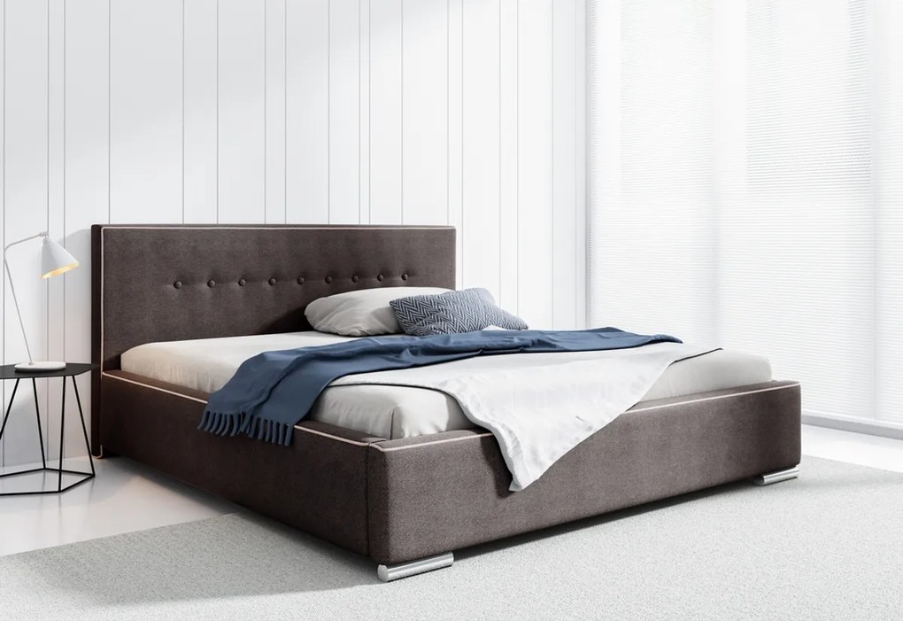 Čalúnená posteľ AMUND + matrac DE LUX, 200x200, madryt 120