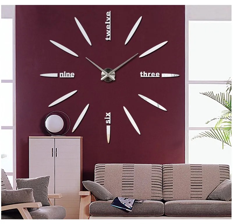 Zrkadlové 3D hodiny na stenu nalepovacie | SENTOP 12SZ012