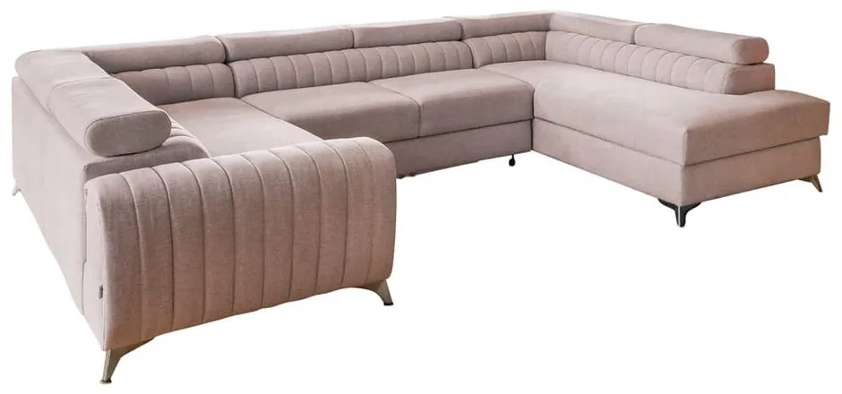 Ružová rozkladacia/s úložným priestorom rohová pohovka (pravý roh/do tvaru "U") Louis – ELTAP