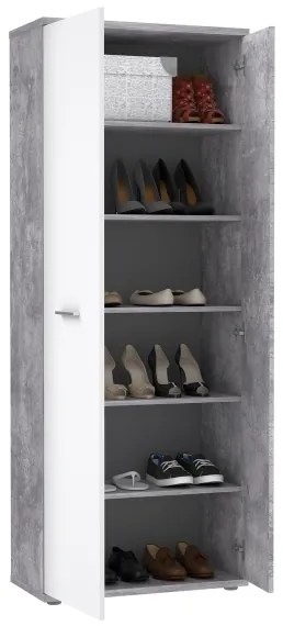 Komoda/Botník SIMO biela/šedý betón