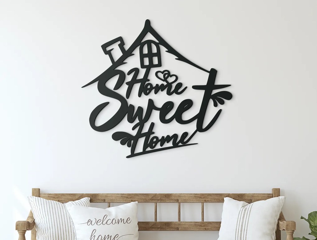 drevko Drevená nálepka Home Sweet Home Rozmer obrazu: 32,5 x 35,5 cm, Farba dekorácie: Čierna
