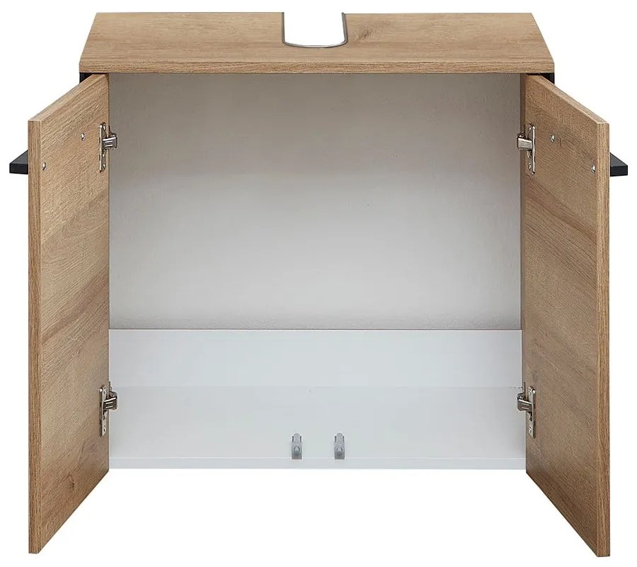 Závesná skrinka pod umývadlo v dekore duba v prírodnej farbe 53x60 cm Quickset 395 – Pelipal