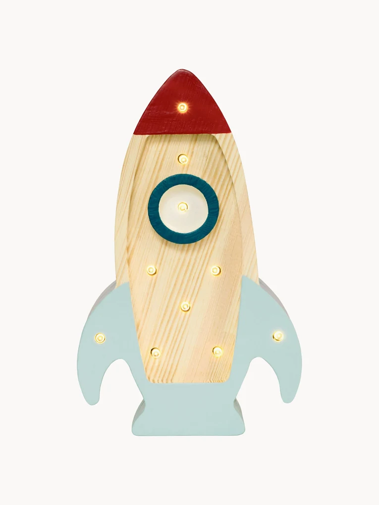 Ručne vyrobená detská lampa's časovačom a diaľkovým ovládaním Rocket Mini