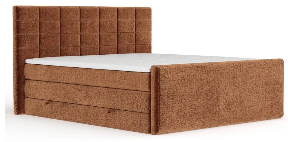 Oranžová boxspring posteľ s úložným priestorom 200x200 cm Ava – Maison de Rêve
