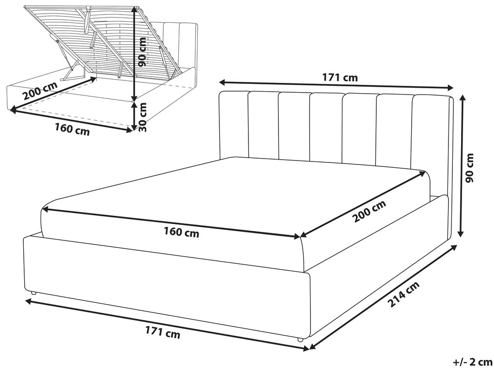 Posteľ z umelej kože s úložným priestorom 160 x 200 cm sivá DREUX Beliani