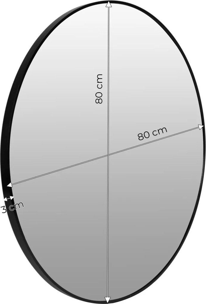 Okrúhle nástenné zrkadlo KOKO 80 cm čierne