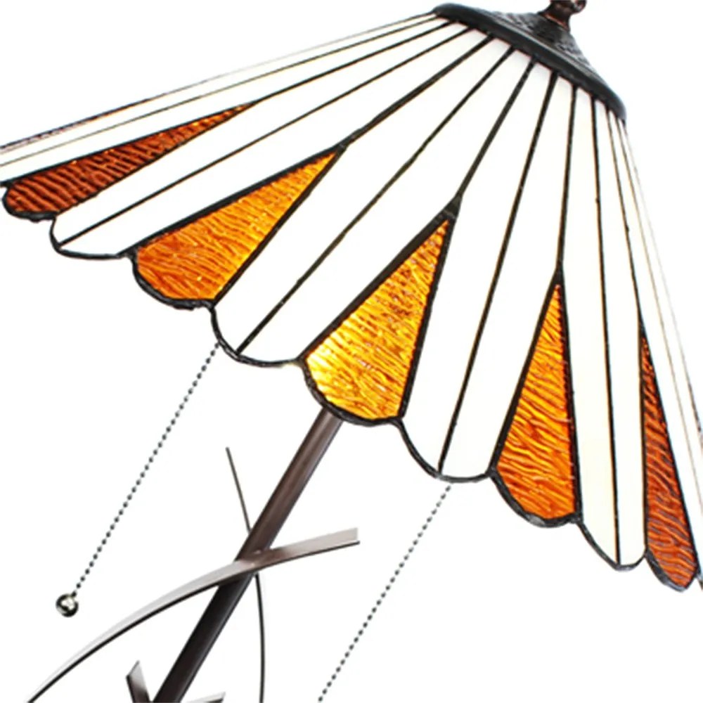Béžovo-hnedá stolná lampa Tiffany Owa - Ø 41*69 cm E27/max 2*60W