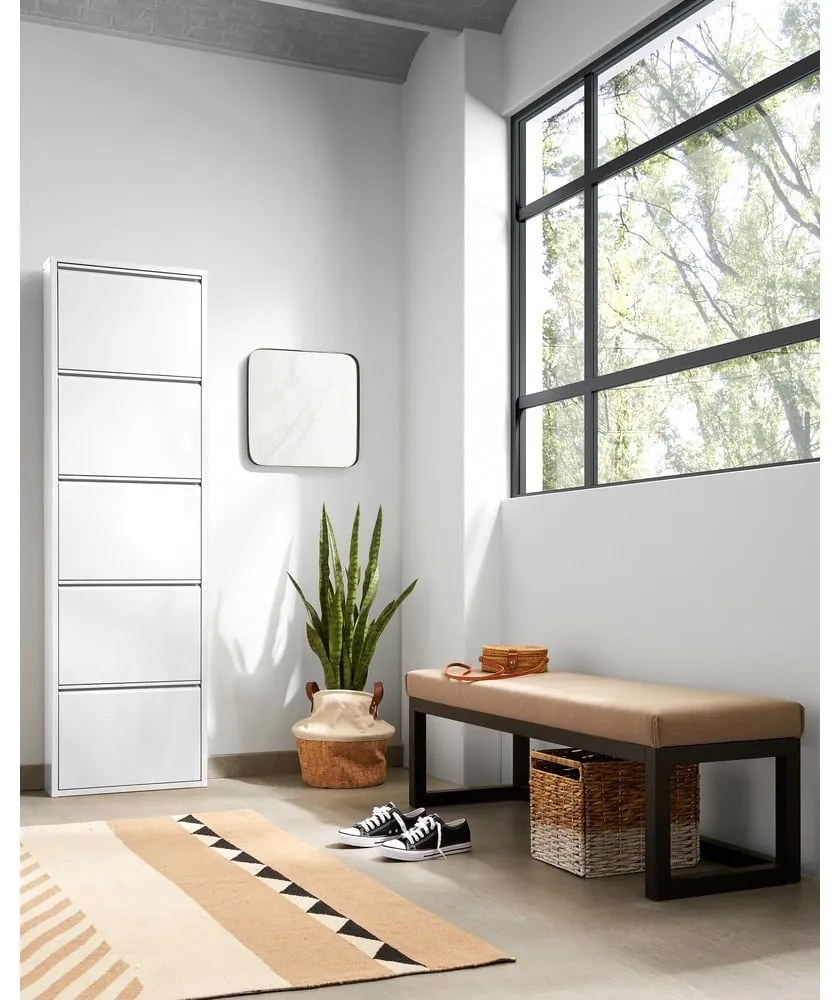 Biela kovová výklopná skrinka na topánky 50x169x15 cm Ode – Kave Home