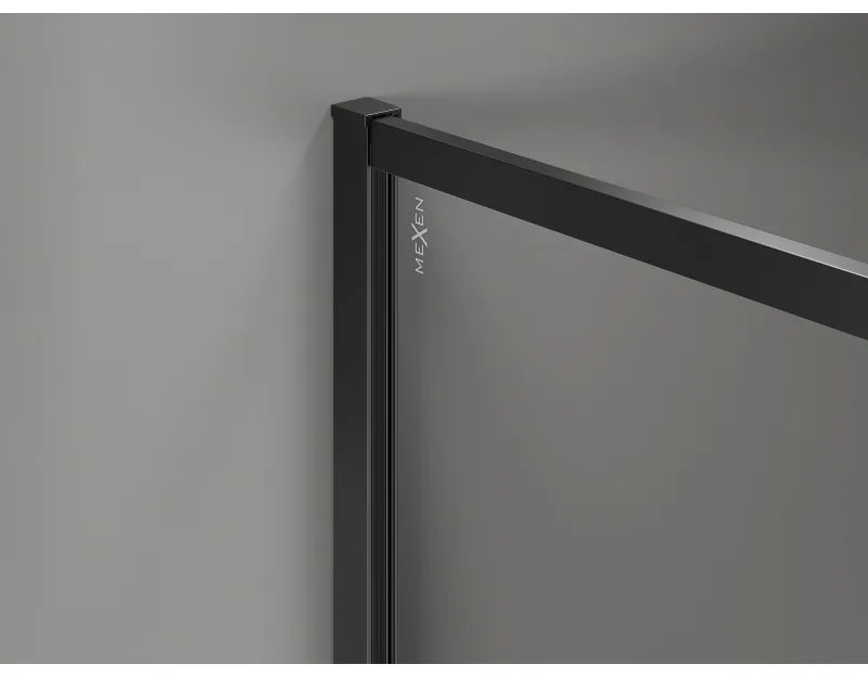 Mexen Kioto-F, sprchová zástena s rámom 120 x 202 cm, 8 mm číre sklo, čierny profil, 800-120-104-70-00