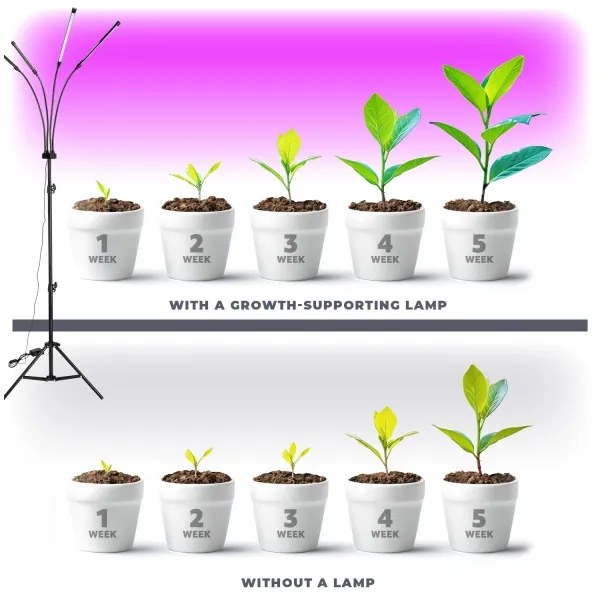 LED Stmievateľná stojacia lampa na pestovanie rastlín VITARO 4xLED/7,5W/230V čierna