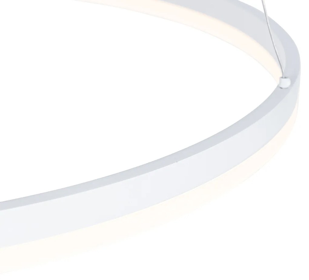 Dizajnové závesné svietidlo biele 80 cm vrátane LED 3-stupňové stmievateľné - Anello