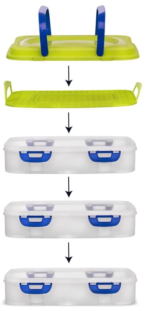 Úložný box na koláče a zákusky, PIKNIK, 3 poschodia, s úchytmi, mix farieb