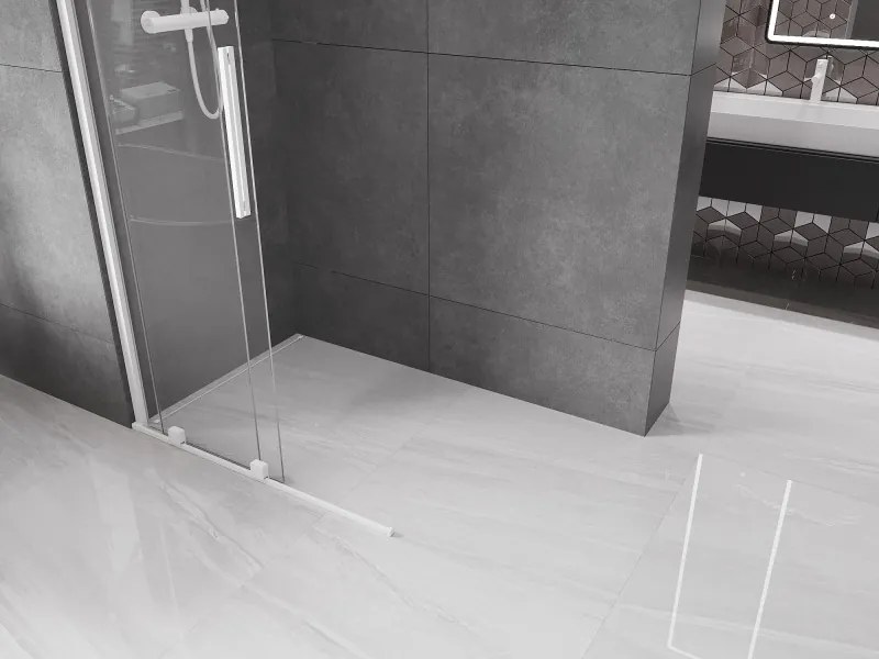Mexen Velar, posuvné dvere do otvoru typ Walk-In 120 cm, 8mm číre sklo, biela, 871-120-000-03-20
