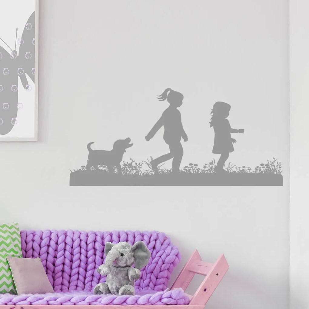 Veselá Stena Samolepka Vychádzka so psíkom Farba: žlutá, Veľkosť: 100 x 57 cm