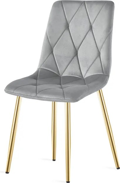 Sada štyroch jedálenských stoličiek LIBRA zamatové, svetlosivé / zlaté nohy (4 ks)