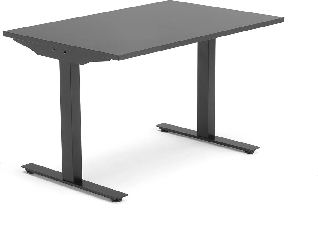 Kancelársky pracovný stôl Modulus, T-rám, 1200x800 mm, čierna/čierna