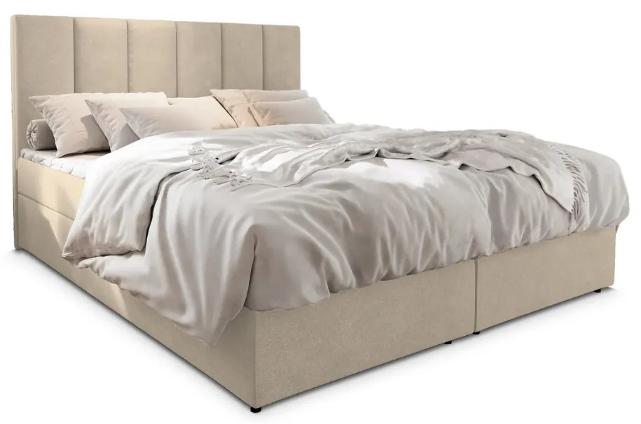 Čalúnená posteľ boxspring MERALIS 180x200 cm béžová Matrac: Matrace Bonell pružinová