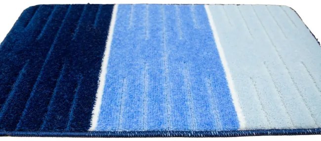 Sada kúpeľňových koberčekov COMO modrá / krémová, pruhy