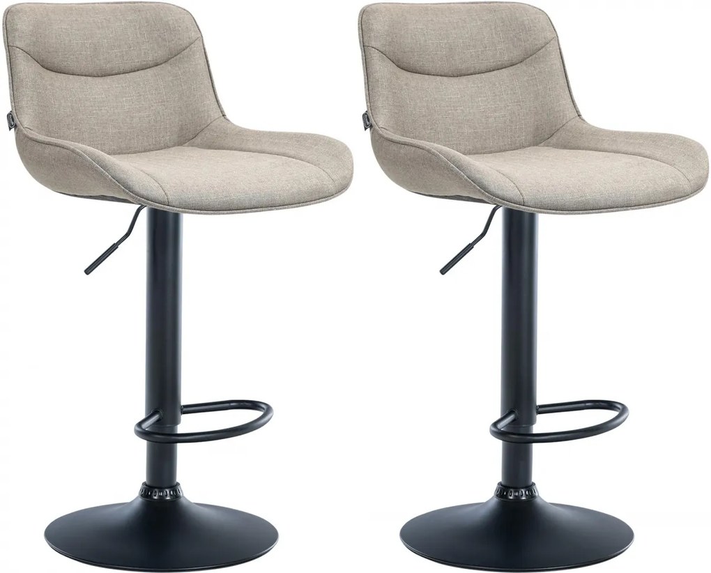 2x Barová stolička Vonore - látka, čierny rám - Sivo hnedá (Taupe)