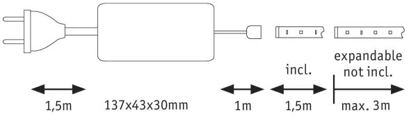 Paulmann 70671 -LED/18W IP44 Stmievateľný kúpeľňový pásik MAXLED 1,5m 6500K 230V