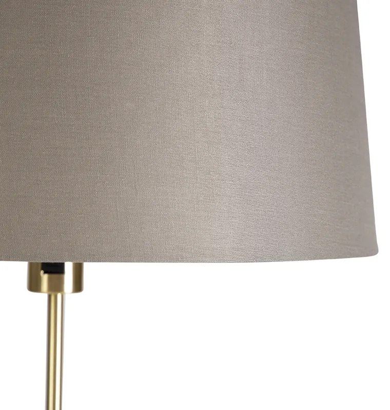 Stojaca lampa zlatá/mosadzná s tienidlom z ľanu taupe 45 cm - Parte