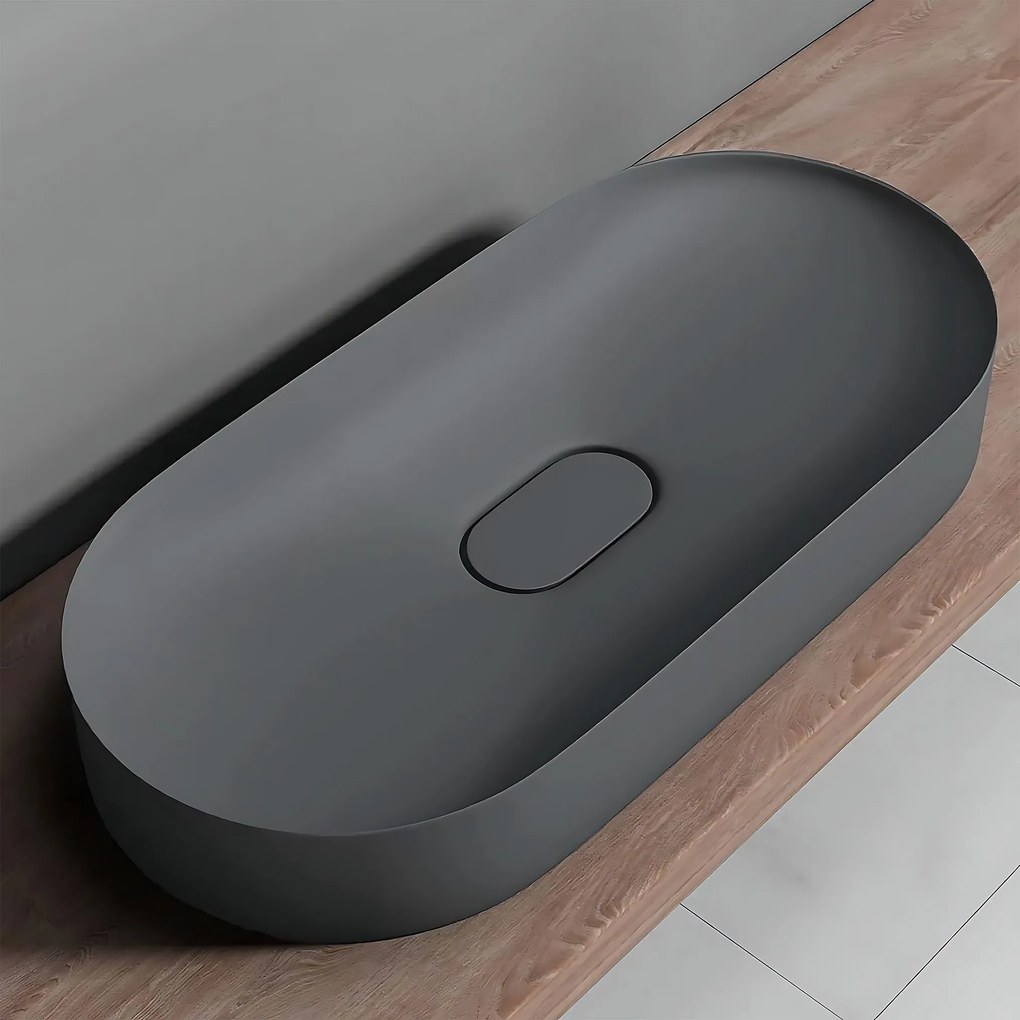 Rea Iris, umývadlo na dosku z konglomerátu 700x355x105 mm, šedá matná, REA-U4306