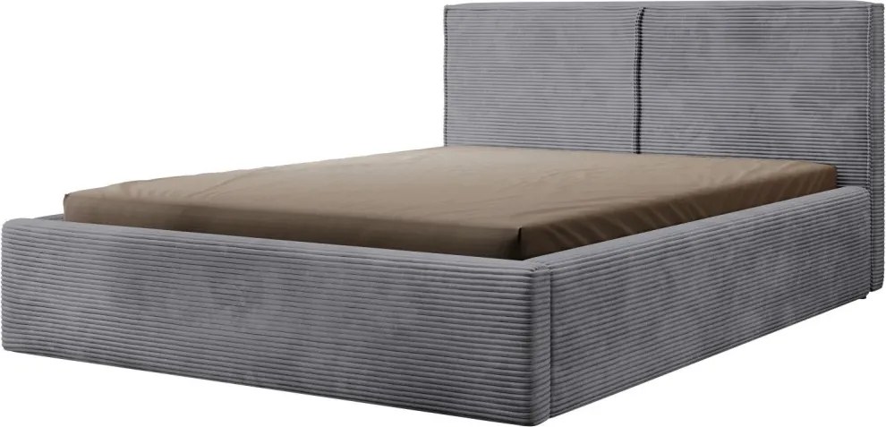 Posteľ Inez 180x200 cm, stredne šedá štruktúrovaná látka