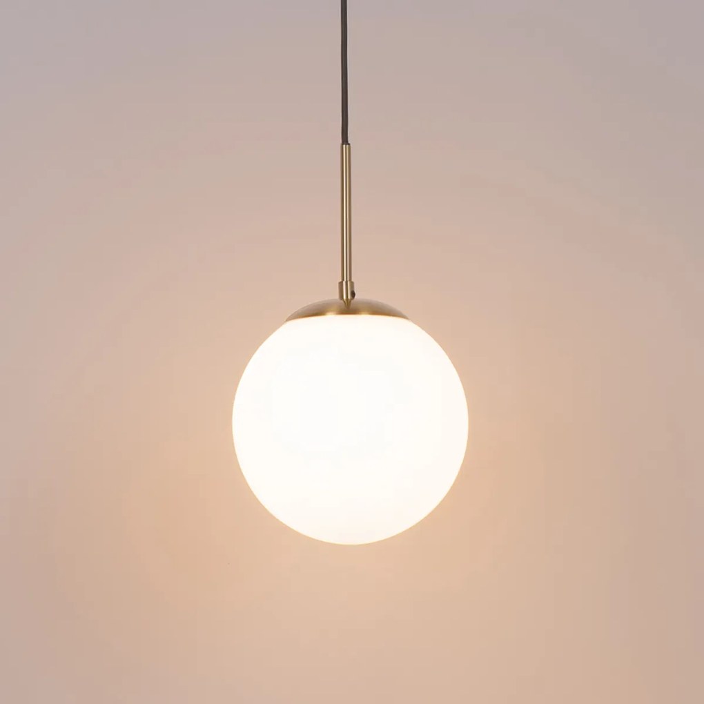 Závesná lampa Art Deco zlatá s opálovým sklom vrátane čierneho adaptéra na koľajnicu 1-fázová - Iconic Flore