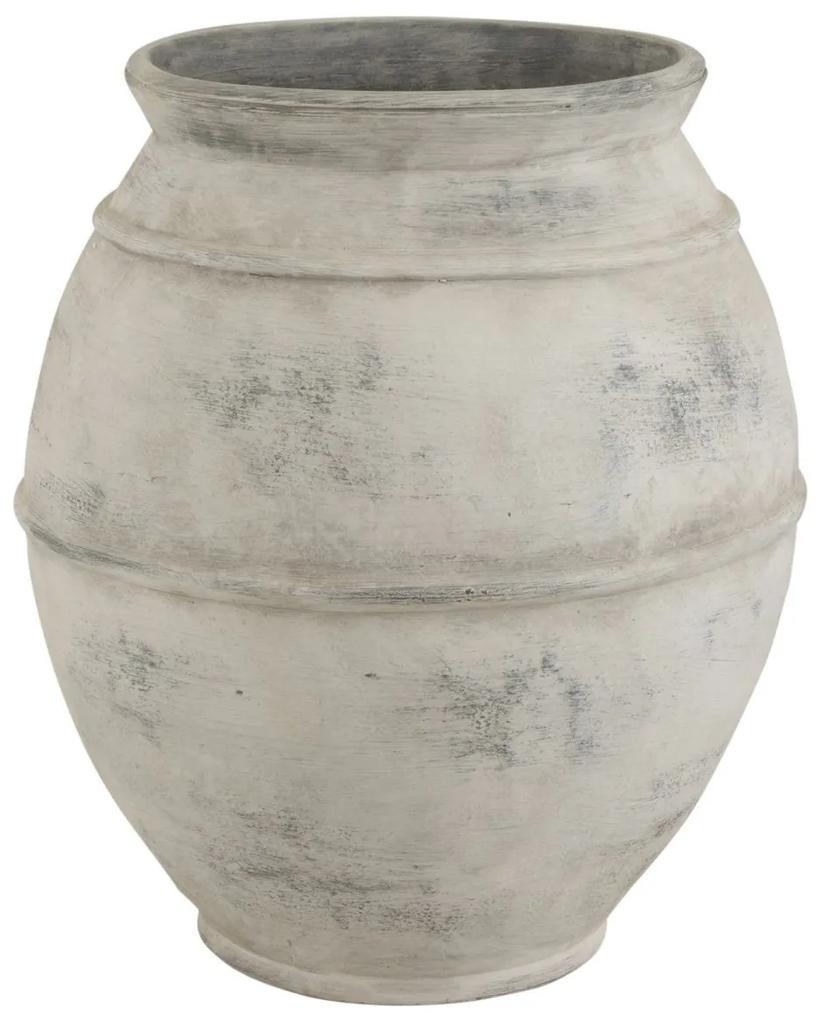 Šedá antik baňatá keramická dekoračná váza Vintage - Ø 56*67cm