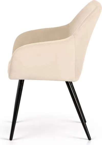 Sada šiestich jedálenských stoličiek ESTELLE zamatové, béžové / čierne nohy (6 ks)