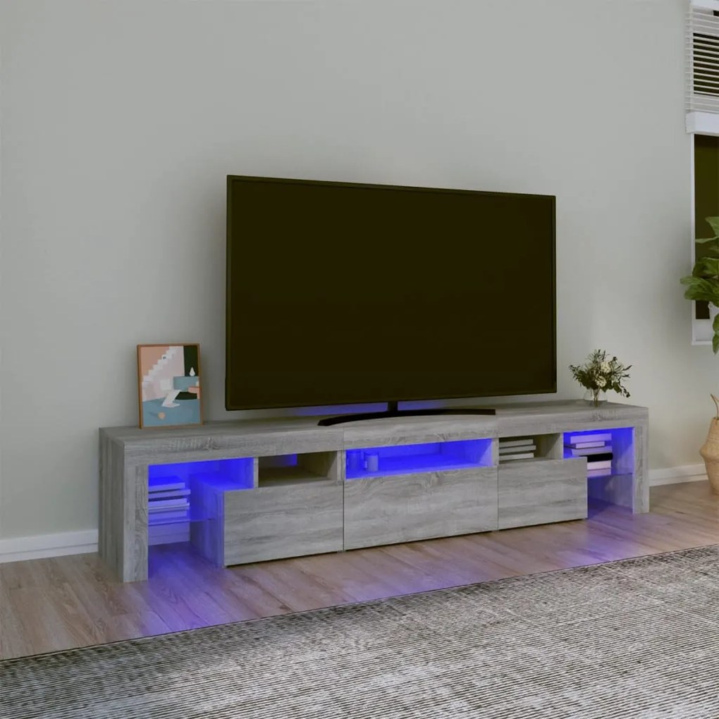 TV skrinka s LED svetlami sivá sonoma 200x36,5x40 cm 3152816