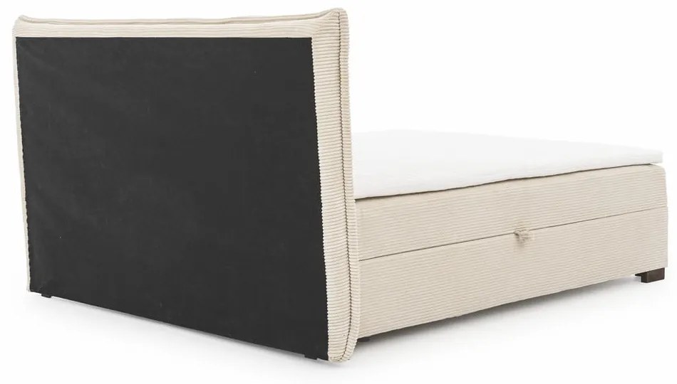 Béžová boxspring posteľ s úložným priestorom 200x200 cm Lysa – Ropez